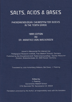 Salts, Acids and Bases Phenomenological Organic Chemistry for blocks in the tenth grade