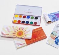 Stockmar Paint Set Opaque 12 Colours + Opaque White + Brush + Mixing Palette