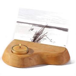 Wooden Picture Card Holder with Glass Insert and Candle 70600010
