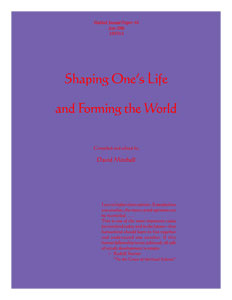 Waldorf Journal Project #6: Shaping One's Life and Forming the World Waldorf Journal Project 06