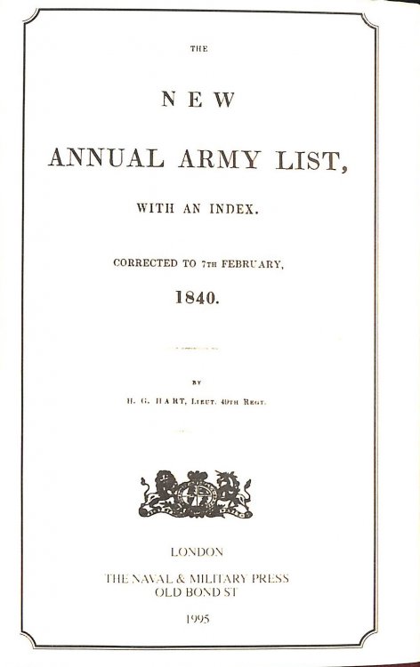 The New Annual Army List, With An Index. Corrected To 7th February 1840
