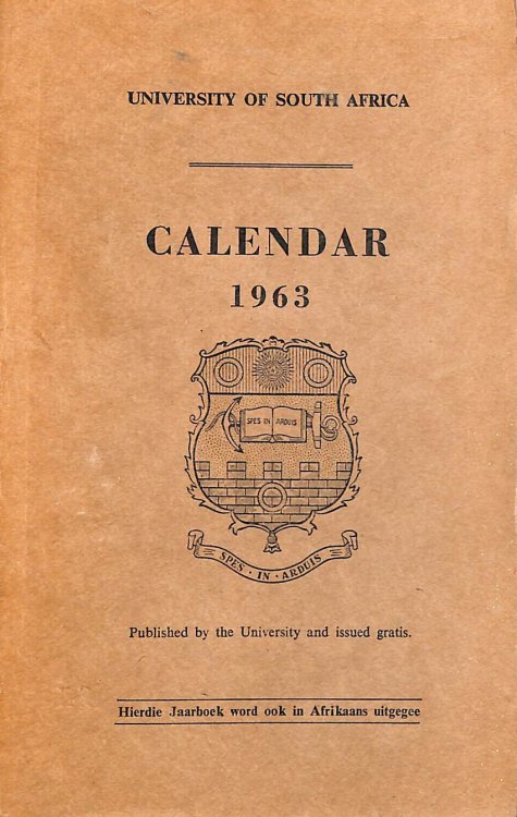 Image for University of South Africa Calendar 1963 University of South Africa Calendar 1963