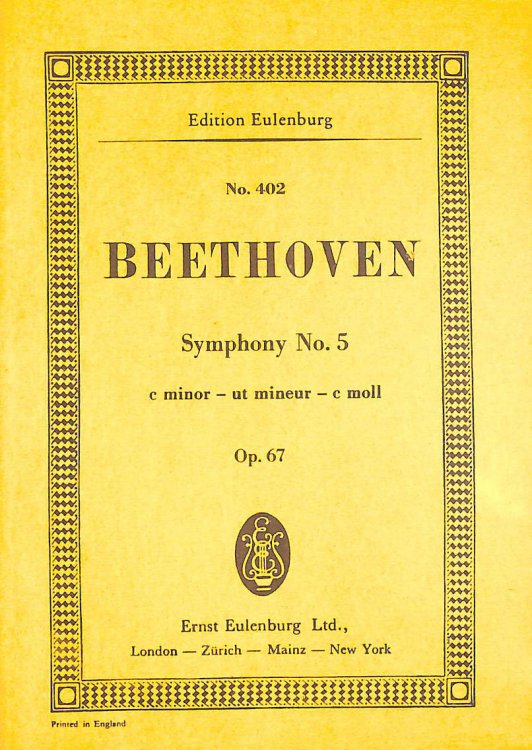 Symphony No.5 C Minor by Ludwig van Beethoven. Op.67. Revised by Max Unger, foreword by Wilhelm Altmann.