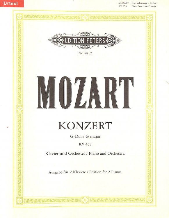 Piano Concert G Major KV 453 - piano and orchestra - piano reduction for 2 pianos - (HN 765)