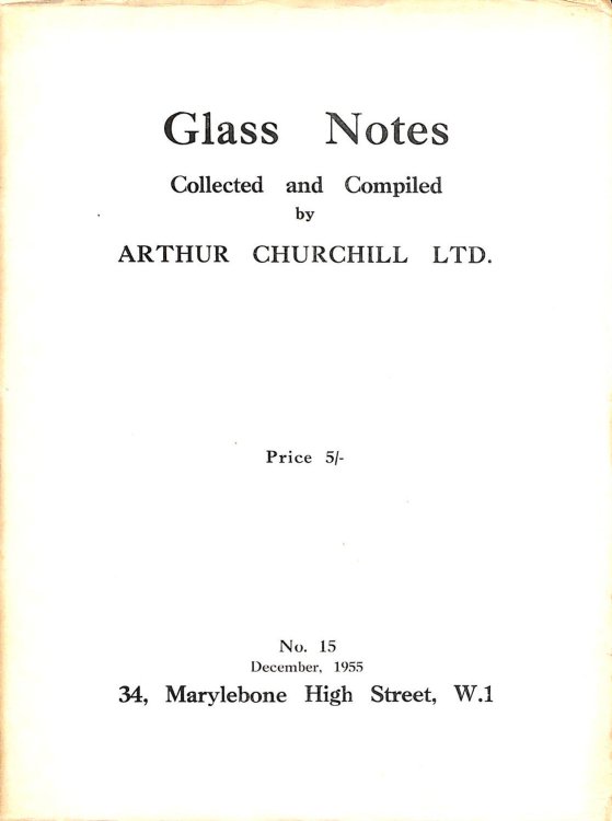 Glass Notes No.15, December 1955