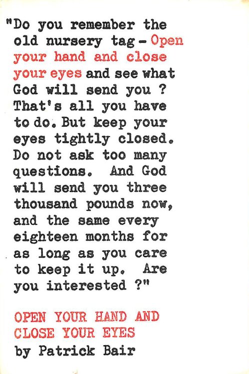 Open Your Hand And Close Your Eyes