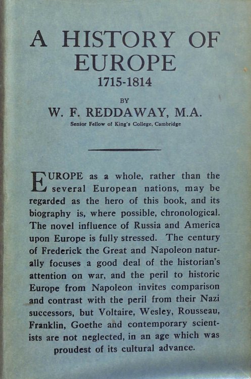 A History Of Europe From 1715 To 1814.