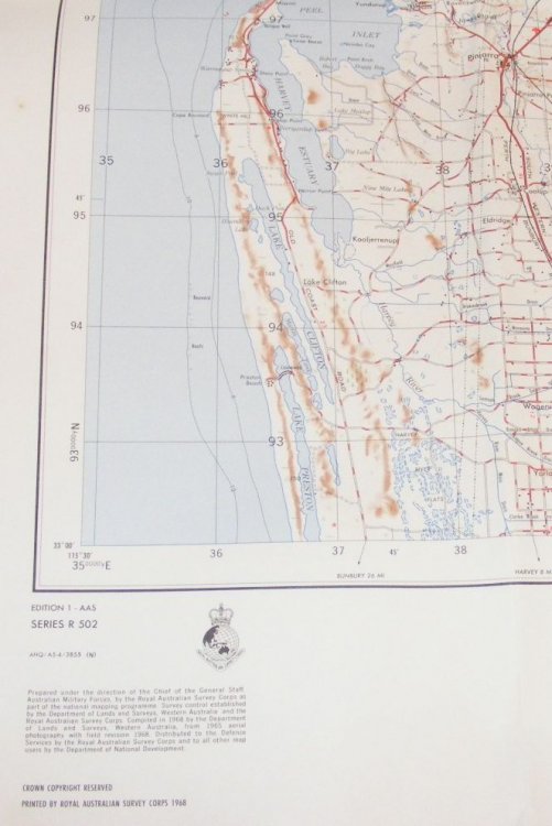 Pinjarra, WA. Australia 1:250000 Map SI 50-2 Edition 1 Series R 502