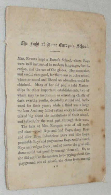 The Fight at Dame Europa's School [Showing How the German Boy Thrashed the French Boy; And How the English Boy Looked on]