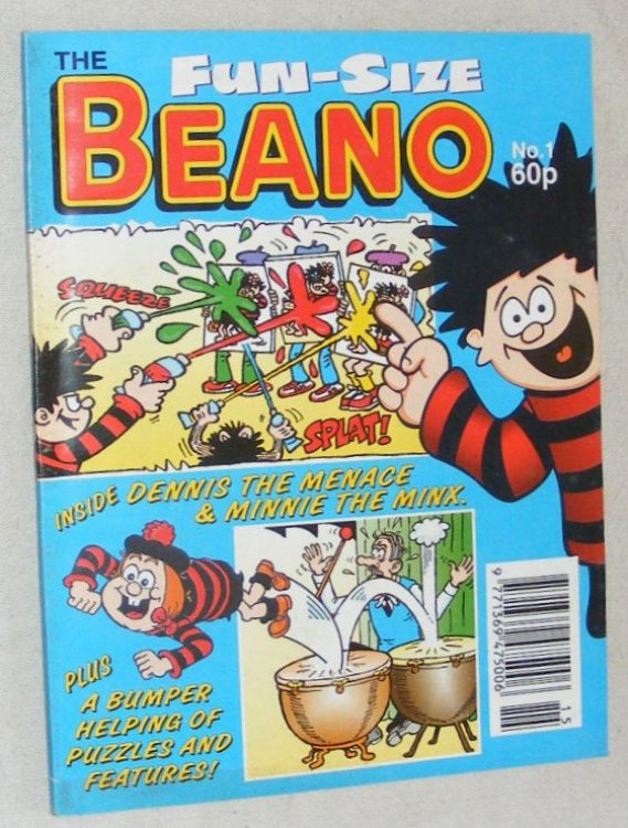 Fun-Size Beano No.1. Dennis the Menace escaoes 'Camp Cuddly!', Minnie the Minx 'Faces the Music!'