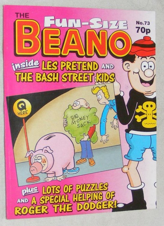 Fun-Size Beano No.73. The Bash Street Kids in 'Hopeful Holidays!', Roger the Dodger in 'Fair Dodging', Les Pretend in 'Banks a Lot!'