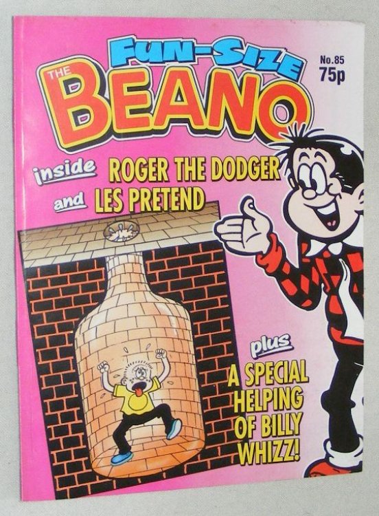 Fun-Size Beano No.85. Roger the Dodger in 'Dockside Dodgery!', Les Pretend in 'Building Plot!', Billy Whizz in 'Things That go Bump in the Street!'