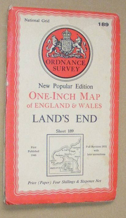 Land's End. Sheet 189 One-Inch Map of England & Wales, New Popular Edition