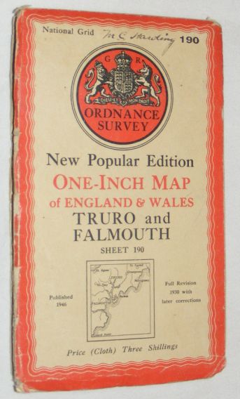 Truro & Falmouth. Sheet 190 One-Inch Map of England & Wales, New Popular Edition
