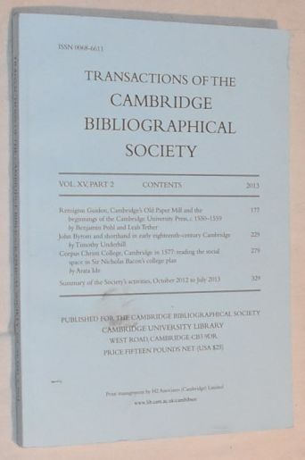 Transactions of the Cambridge Bibliographical Society Vol.XV, Part 2 (2013)