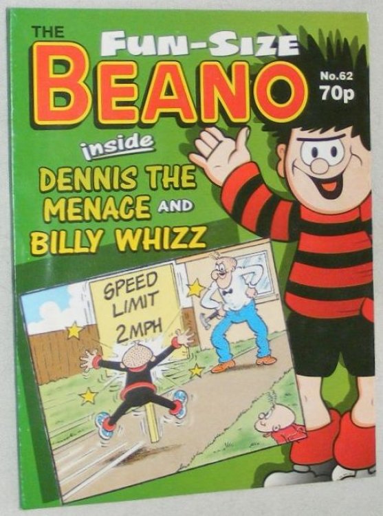 Fun-Size Beano No.62. Dennis the Menace's 'Cartie Boot Sale' & Billy Whizz in 'Go Slow