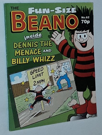 Fun-Size Beano No.62. Dennis the Menace's 'Cartie Boot Sale'; Billy Whizz in 'Go Slow'