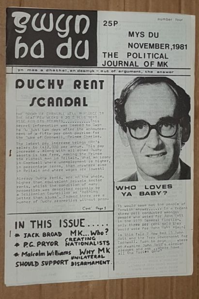 Gwyn Ha Du: the political journal of Mebyon Kernow. No.4, November 1981