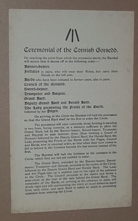 Ceremonial of the Cornish Gorsedd