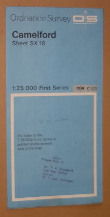 Camelford Sheet SX 18 1:25000 First Series Map