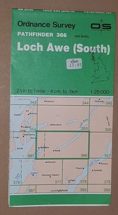 Loch Awe (South). 1:25000 Pathfinder Map Sheet 366 (NM 80/90)
