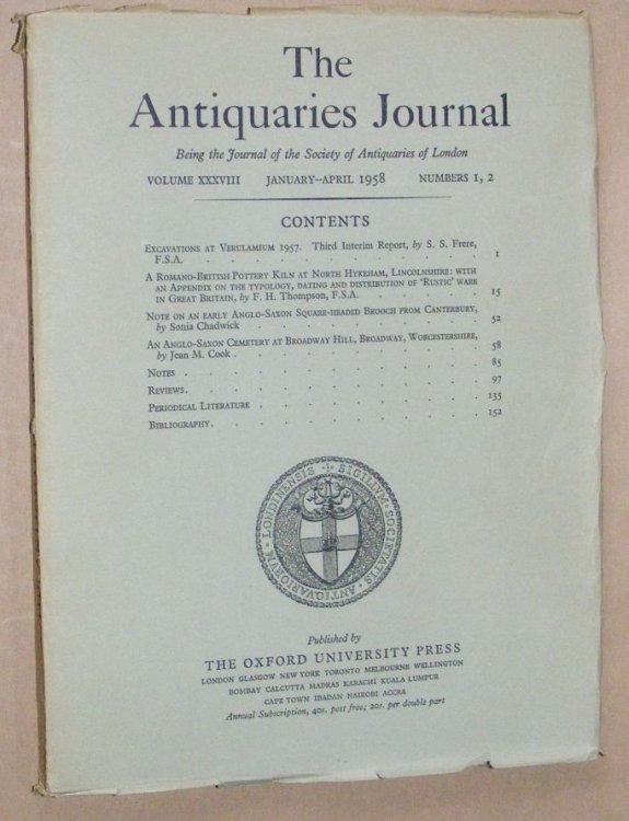The Antiquaries Journal January - April 1958, Vol. XXXVIII Numbers 1, 2