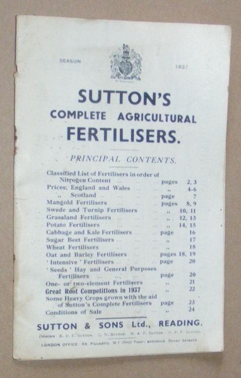 Sutton's Complete Agricultural Fertilisers, Season 1937