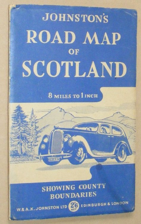 Touring and Motoring Map of Scotland showing the main roads, railways & steamer routes. 1:506800 [Johnston's Road Map of Scotland]