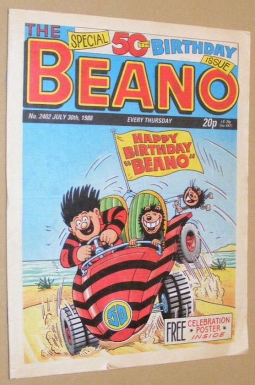 The Beano no.2402, July 30th 1988: Special 50th Birthday Issue, including The First 50 Years Celebration Poster