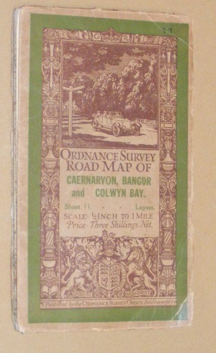 Ordnance Survey Road Map of Caernarvon, Bangor and Colwyn Bay. Sheet 11. Scale inch to 1 mile