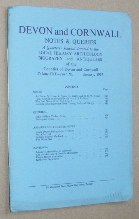 Devon and Cornwall Notes & Queries Volume XXX Part IX, January 1967