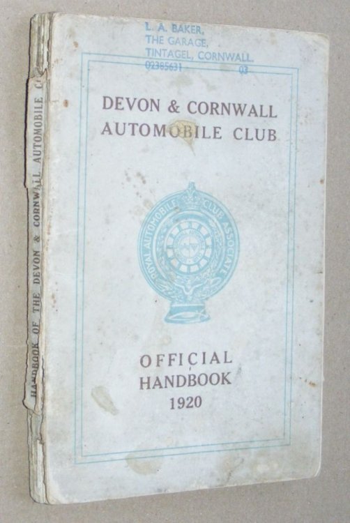 Image for Devon & Cornwall Automobile Club Official Handbook 1920 Devon & Cornwall Automobile Club Official Handbook 1920