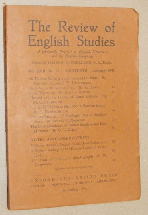 The Review of English Studies vol.XVII no.65, January 1941. A Quarterly Journal of English Literature and the English Language