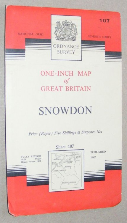 Snowdon. Sheet 107. Seventh Series One-Inch Map of England & Wales 1:63360