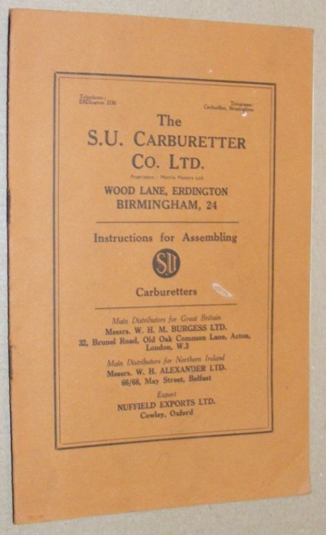 Instructions for Assembling S.U. Carburetters