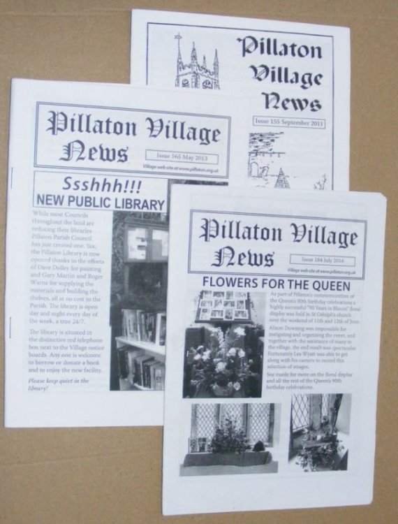 Pillaton Village News (5 copies); Mellanus News (2 copies); The United Benifice of St Dominic, Landulph, St Mellion-with-Pillaton, Calstock, Gunnislake and Harrowbarrow, Church News (1 copy)