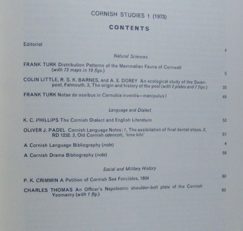 Cornish Studies, Journal of the Institute of Cornish Studies, 1, 1973