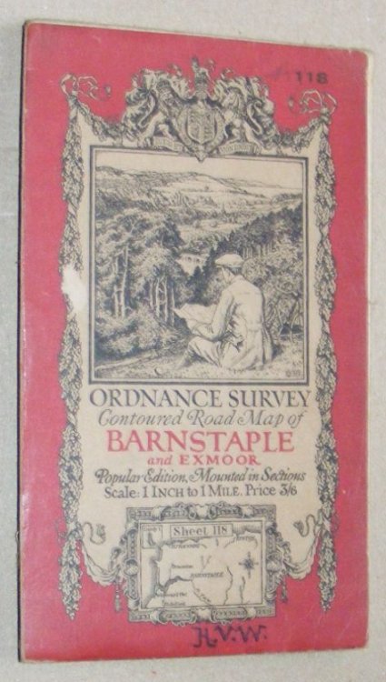 Ordnance Survey Contoured Road Map of Barnstaple and Exmoor, Popular Edition One Inch to One Mile Sheet 118