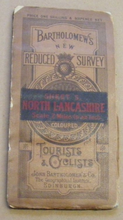 Bartholomew's New Reduced Survey. Sheet 5. North Lancashire & Isle of Man. Scale 2 miles to an inch, coloured. For Tourists & Cyclists