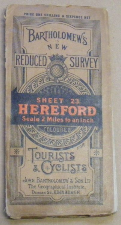 Bartholomew's New Reduced Survey. Sheet 23 Hereford. Scale 2 miles to an inch, coloured. For Tourists & Cyclists