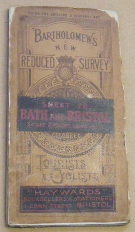 Bartholomew's New Reduced Survey. Sheet 28 Bath and Bristol. Scale 2 miles to an inch, coloured. For Tourists & Cyclists