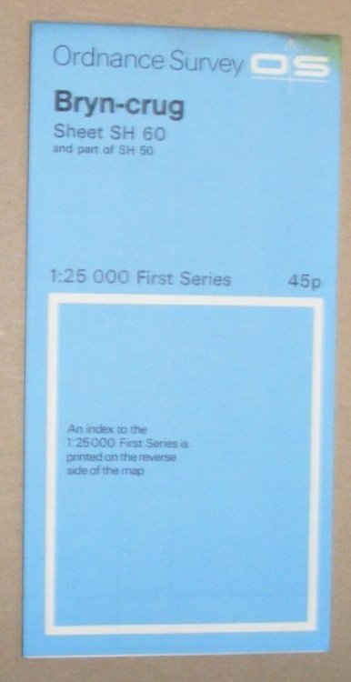 Bryn-crug. 1:25000 First Series Map Sheet SH 60 and part of SH 50