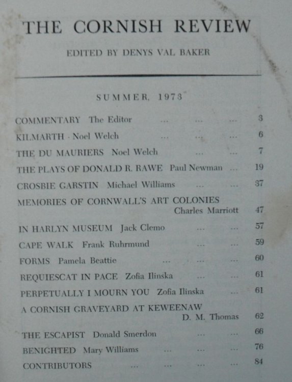 The Cornish Review Number Twenty-Four [24], Summer 1973