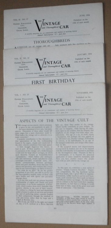 The Vintage and Thoroughbred Car, 6 issues 1953-54