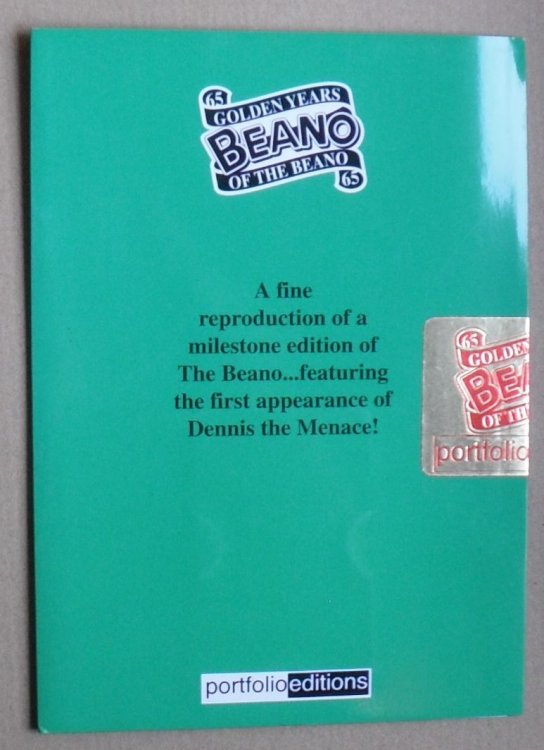 65 Golden Years of the Beano: a fine reproduction of a milestone edition of The Beano featuring the first appearance of Dennis the Menace [no.452, March 17th, 1951]
