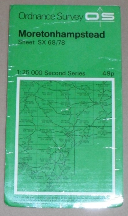 Moretonhampstead. 1:25000 Second Series Map Sheet SX 68/78