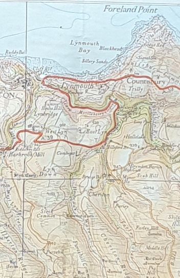 Tourist Map of Exmoor Forest. Scale 1 inch to 1 mile (1:63360). Special District (Relief) Map