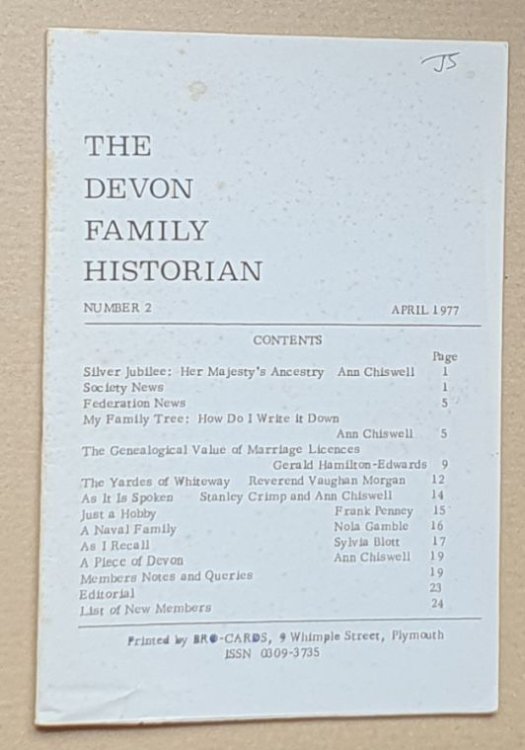The Devon Family Historian, numbers 1 (Jan 1977), 2 (Apr 1977), and 4 (Oct 1977)