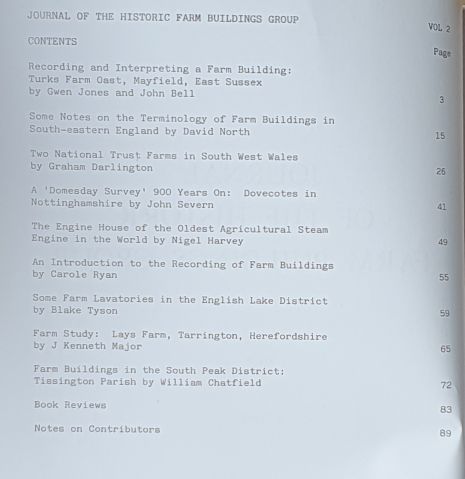 Journal of the Historic Farm Buildings Group Vol. 2 1988