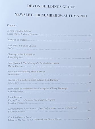 Devon Buildings Group Newsletter number 39, Autumn 2021